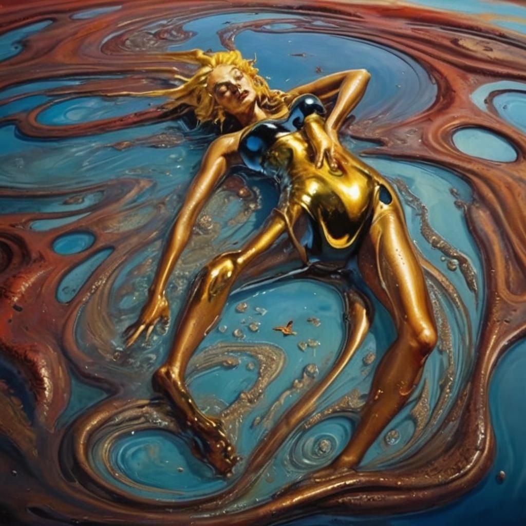 Surrealist Dreamscape: Girl Melts in Daliesque Landscape