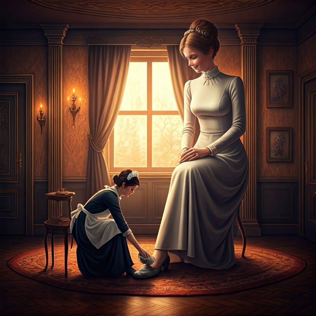 Giantess daughter makes her mom a maid to her feet