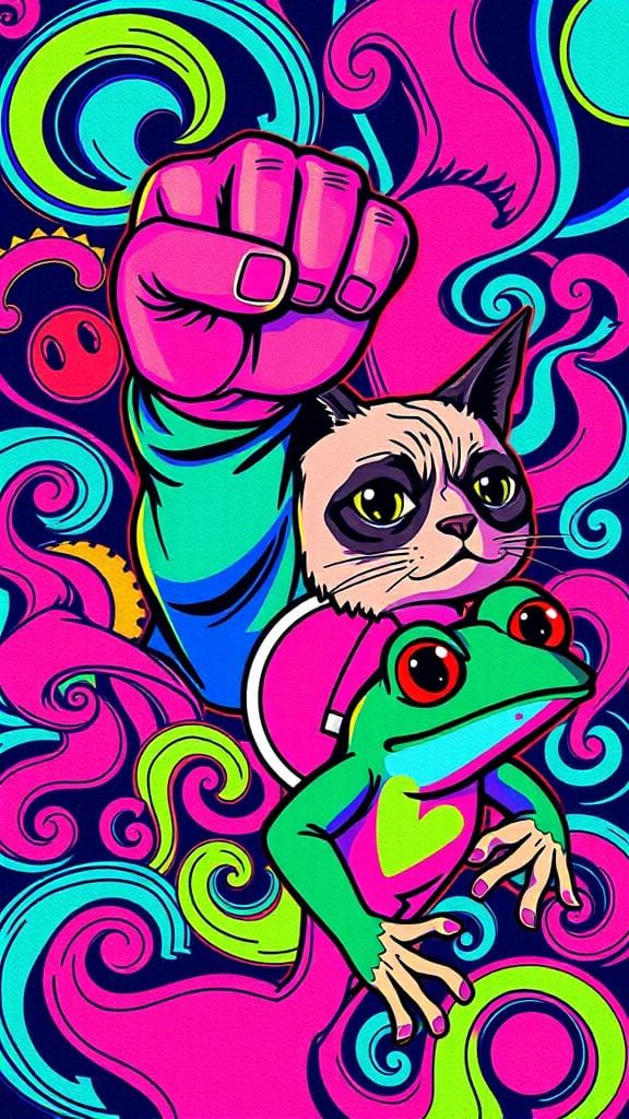 Psychedelic Meme Collage Phone Wallpaper