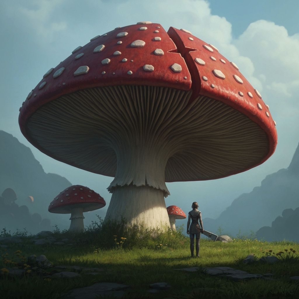 Giant Mushroom Seat in Fantasy Concept Art Style
