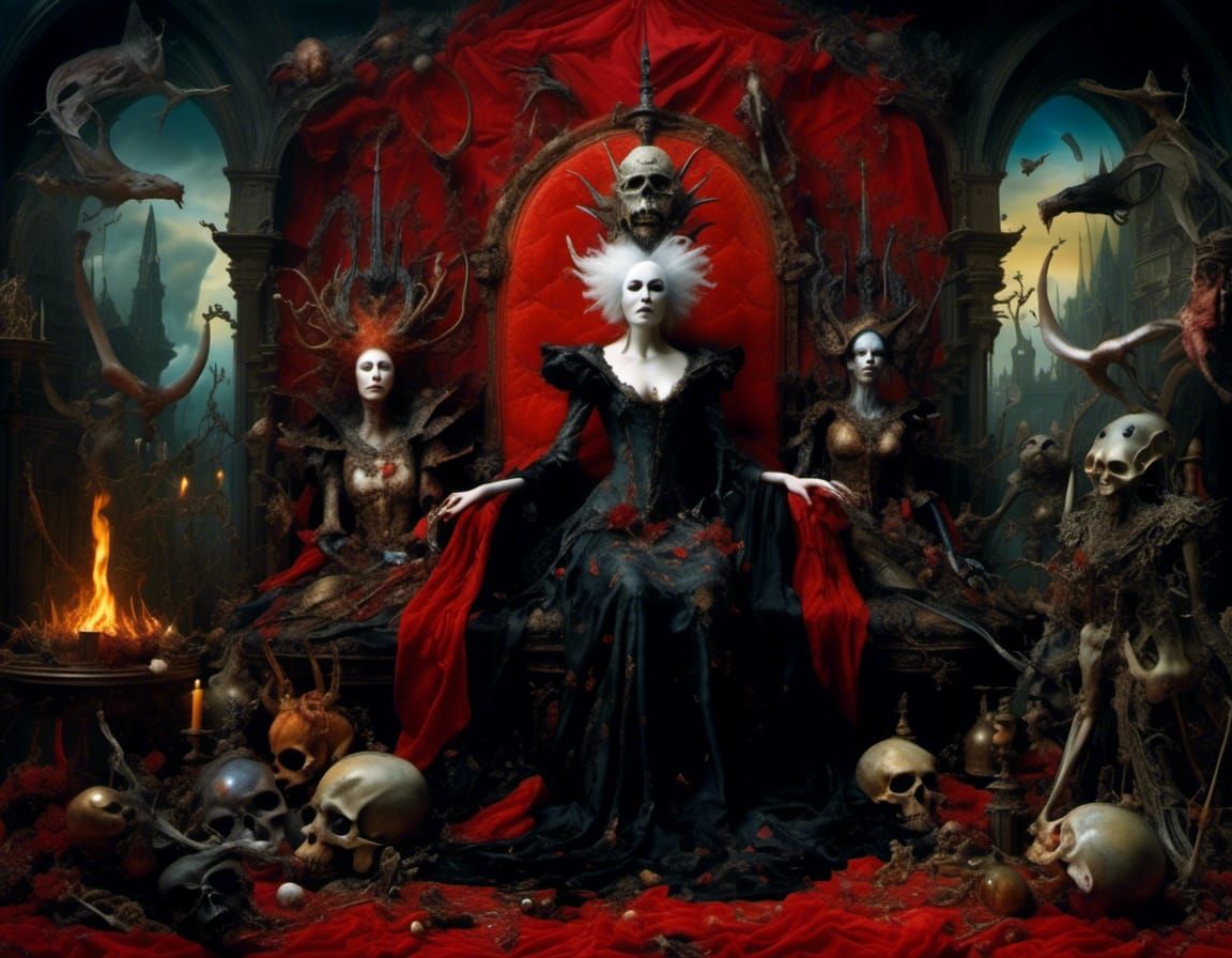 Black Queen Summons Fire Witch: Aetherpunk Surrealism