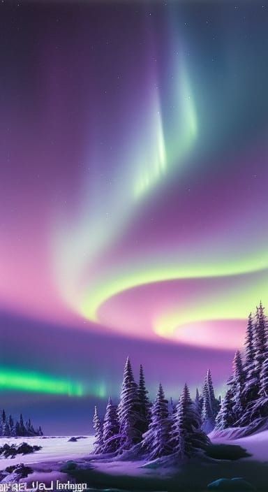 Icy Planet with Purple Aurora in Space Art Style