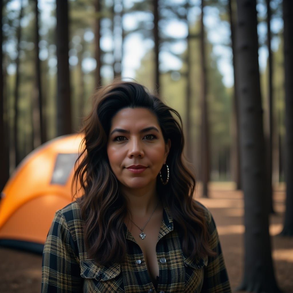 Brunette in Flannel Camping: Professional Photography