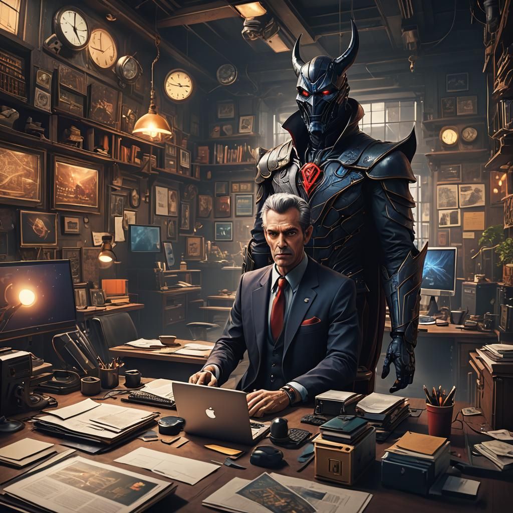 Venger as Office Worker: Detailed Matte Painting