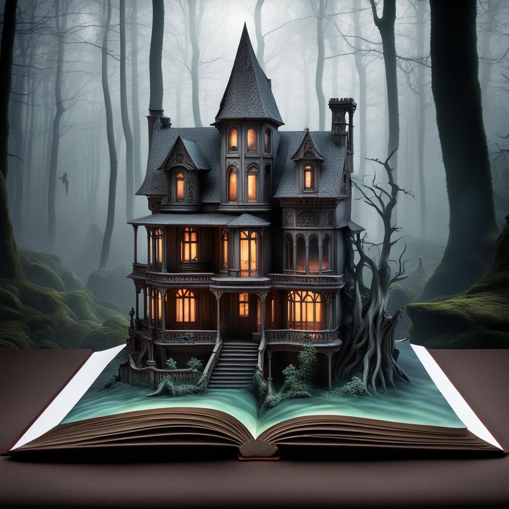 Haunted House Pop-Up Book in Digital Matte Painting