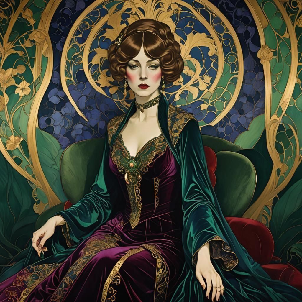 Aubrey Beardsley Portrait of a Velvet Femme Fatale