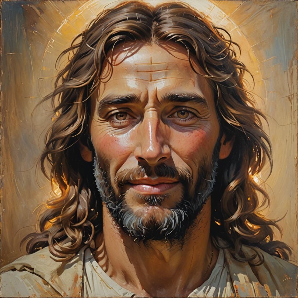 Gentle Christ Portrait in Warm Golden Light