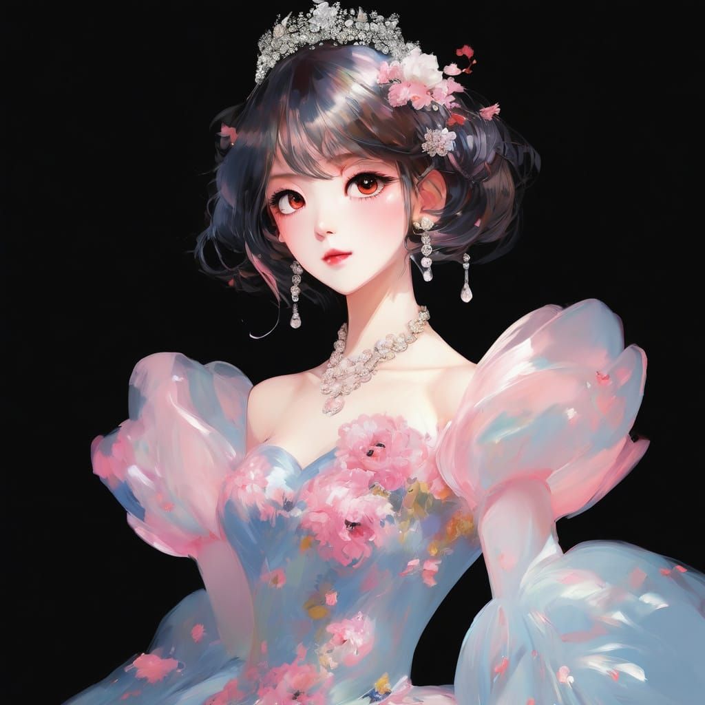 Impressionist Portrait of Woman in Satin Dress