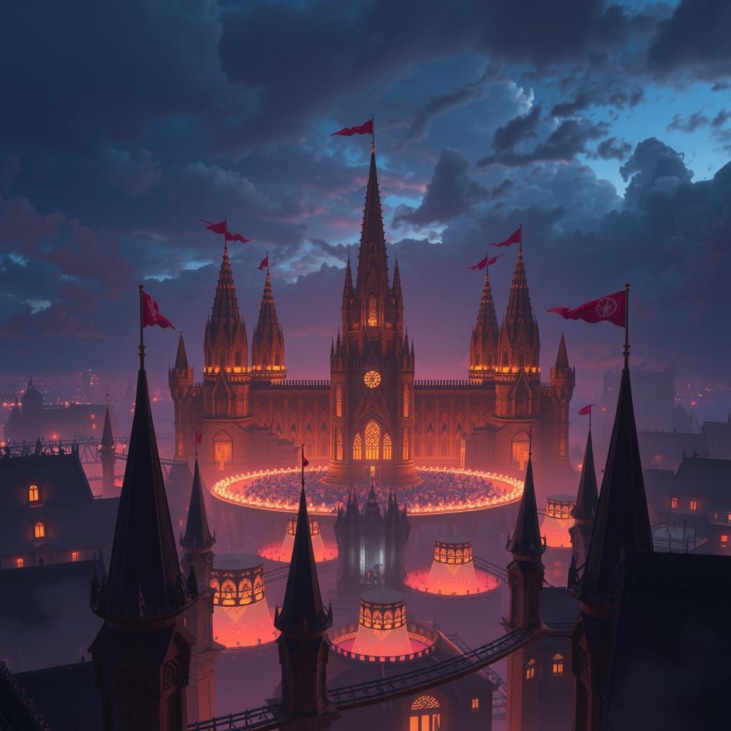 Majestic Kingdom of Steel and Mystique at Twilight