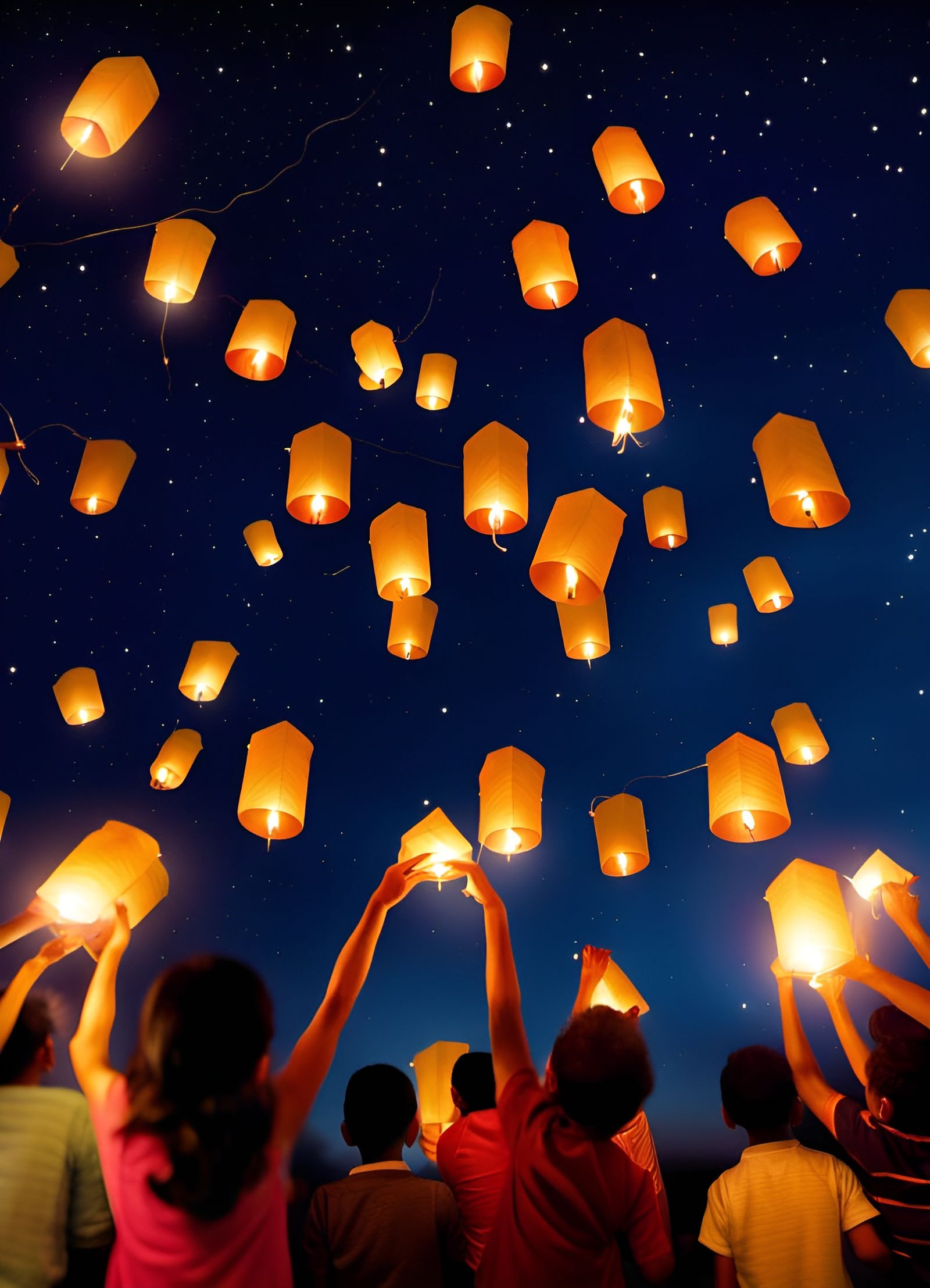 Diwali Wish Lanterns at Night