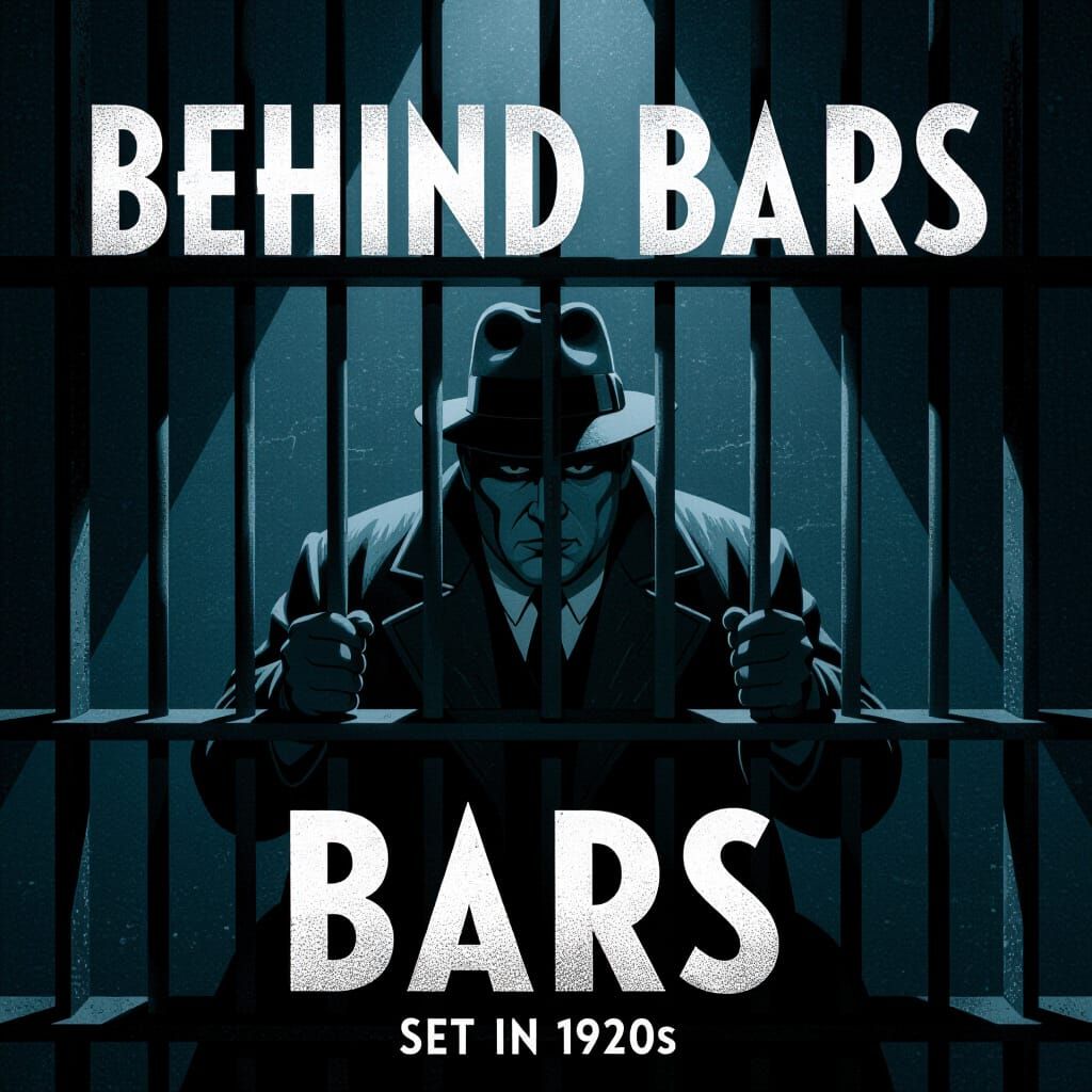 Gritty 1920s Noir Poster: Al Capone Behind Bars