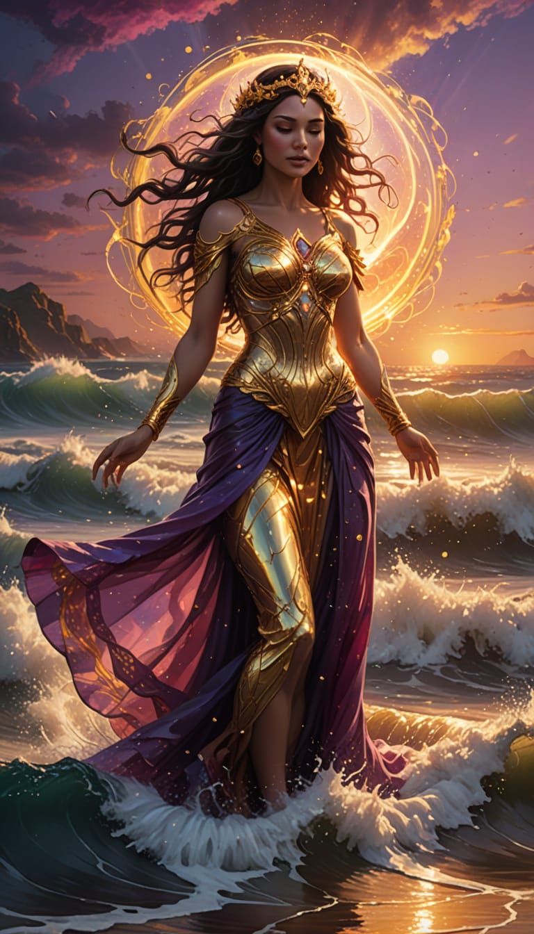 Goddess Reborn from Ocean in Digital Painting
