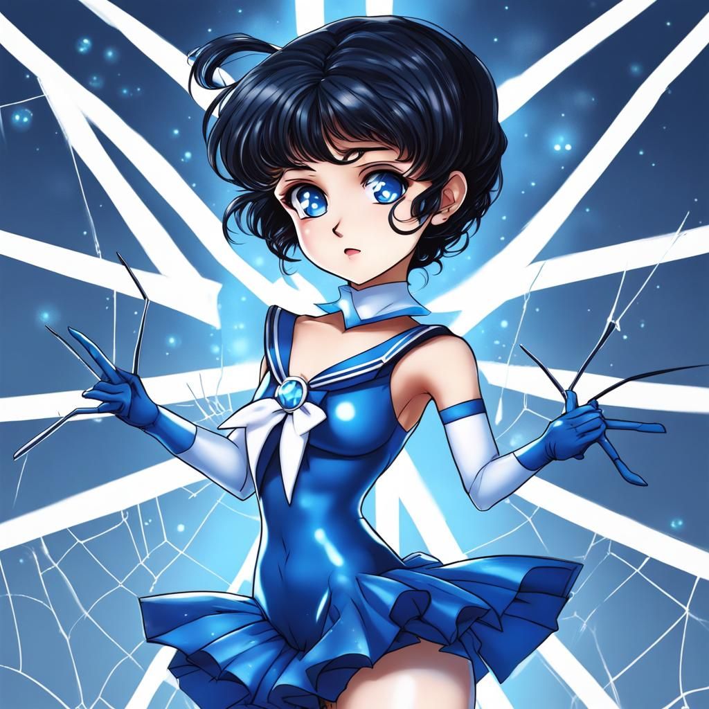 Sailor Mercury in Spider Outfit Chibi Style