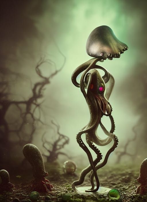 Lovecraftian Pagan Goddess: A Horror Macro Photograph