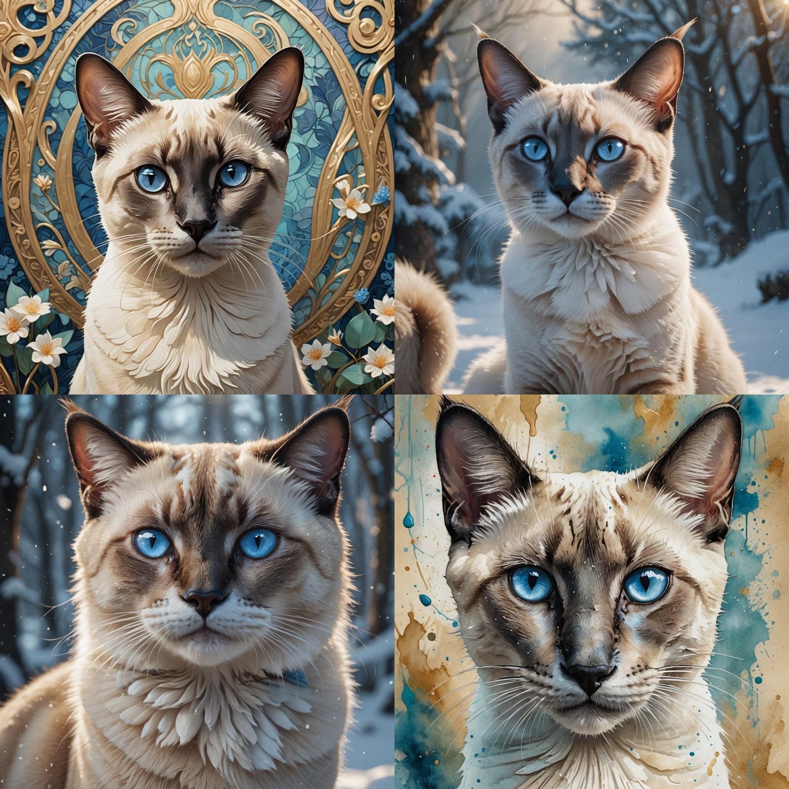 Hyperdetailed Siamese Cat Portrait in Digital Art Style