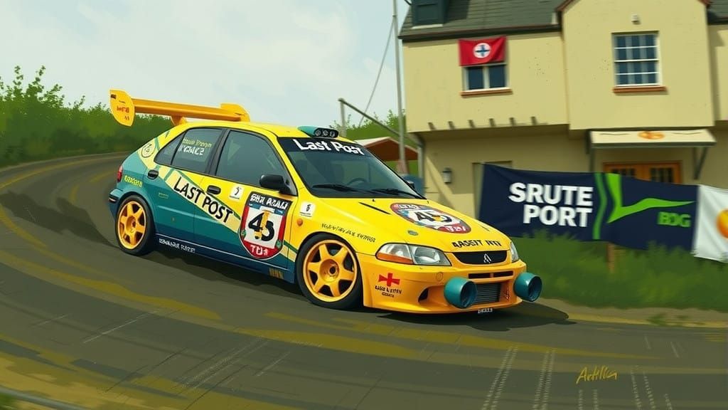 Rally car wrapped in "last post on the bugle" artwork