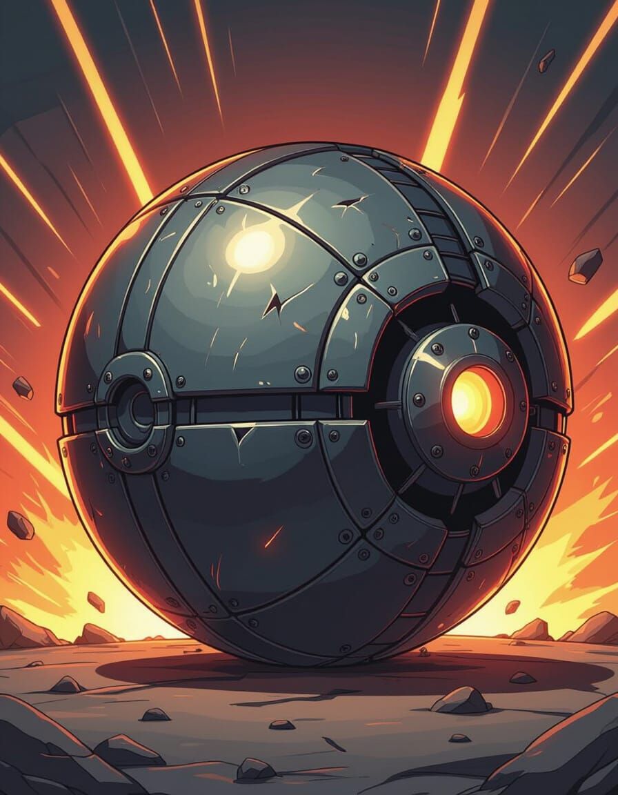 Armored Iron Ball in Cel-Shaded Manga Style