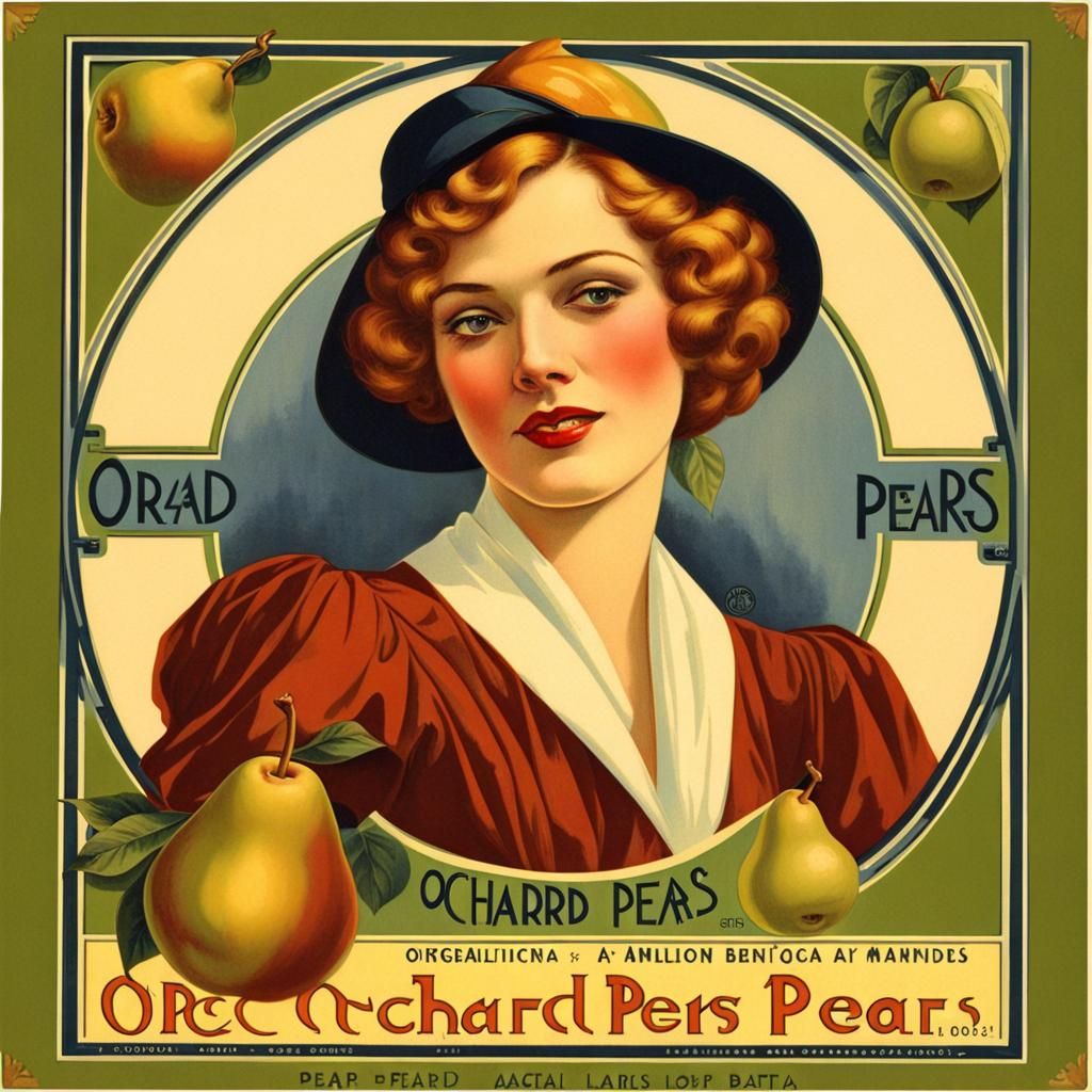 Art Deco Woman on Vintage Fruit Crate Label
