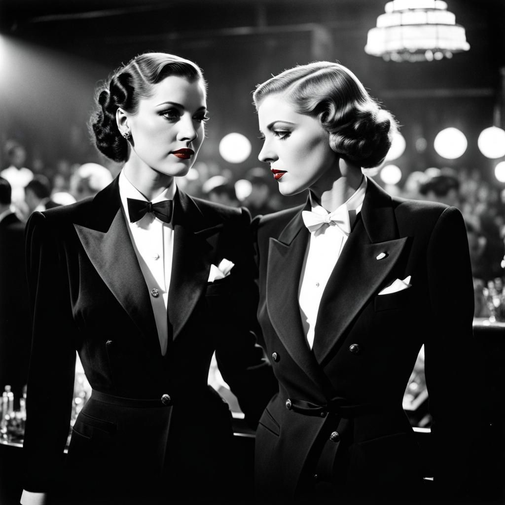 1930s Berlin Nightclub Scene with Women in Tuxedos