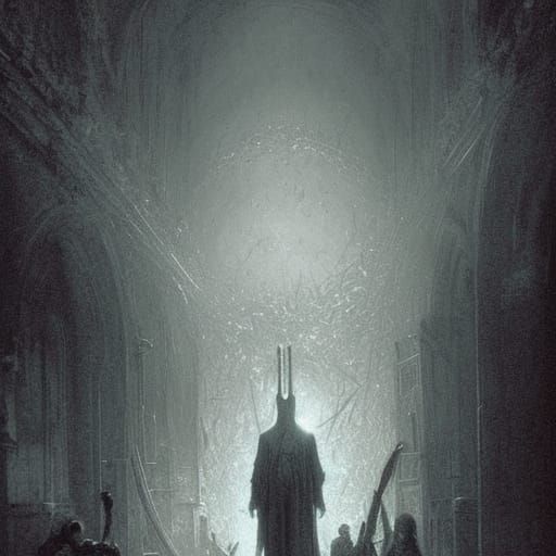 Horrific Evil Train in Gothic Horror Style