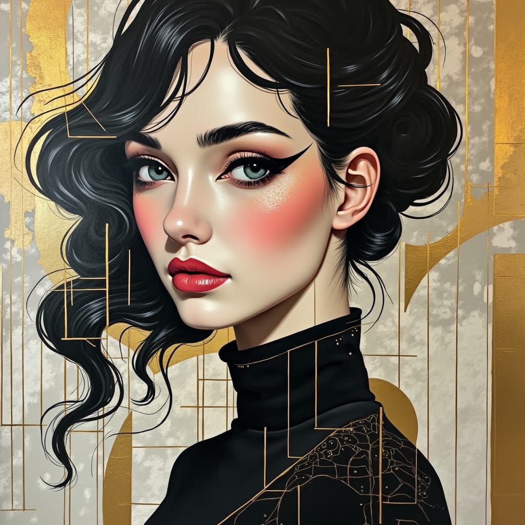 Elegant Woman in Fragmented Cubist Style