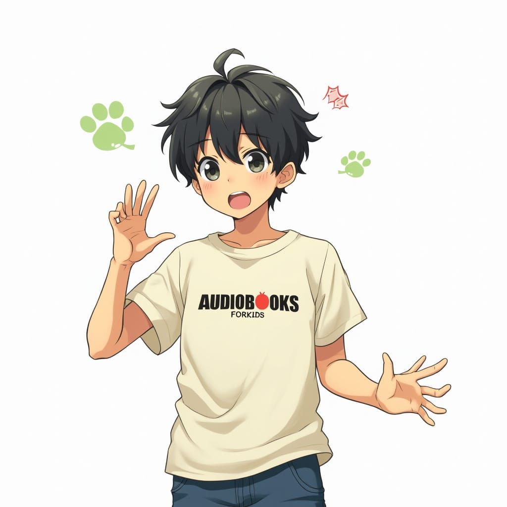 Anime Boy Explaining with AUDIOBOOKSFORKIDS T-Shirt