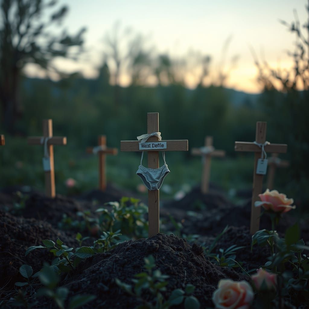 Eerie Twilight Garden Graves: A Photorealistic Scene