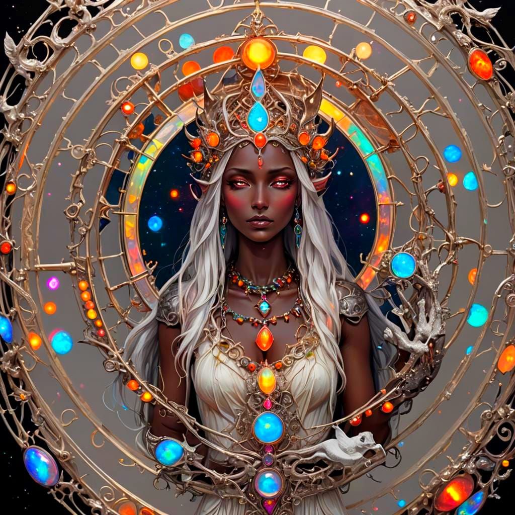 Celestial Temple with Dark Sun and Light Moon