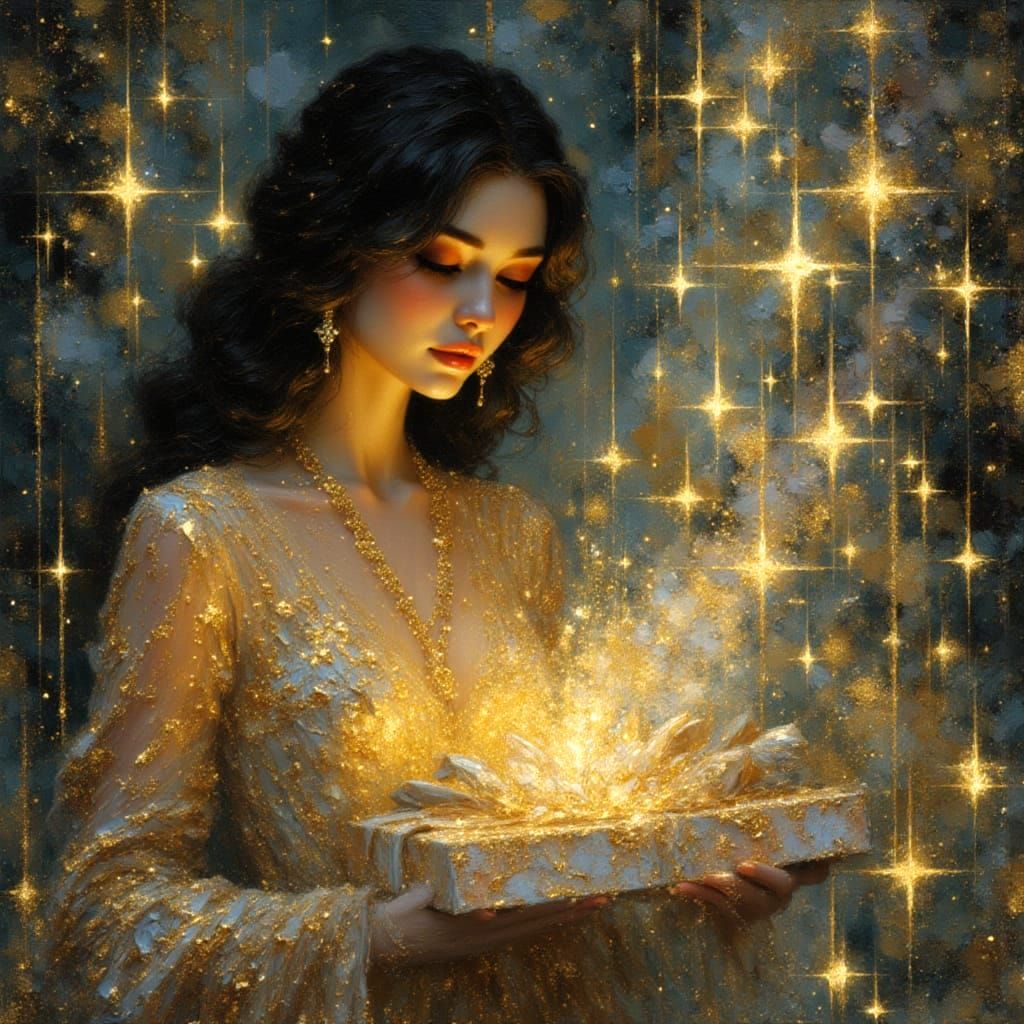 40s Noir Woman Amazed by Diamond Necklace Gift