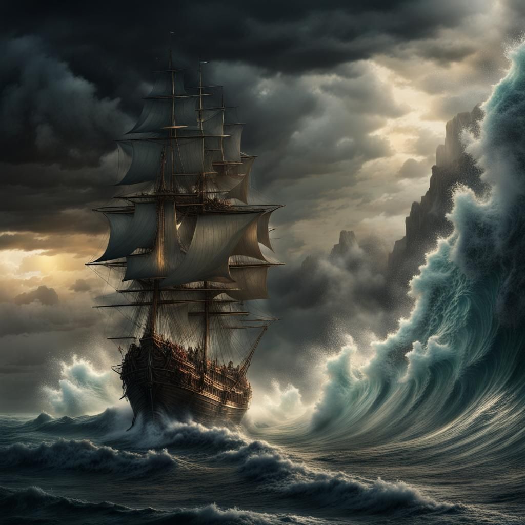 Epic Ocean Storm: A Cinematic Digital Painting