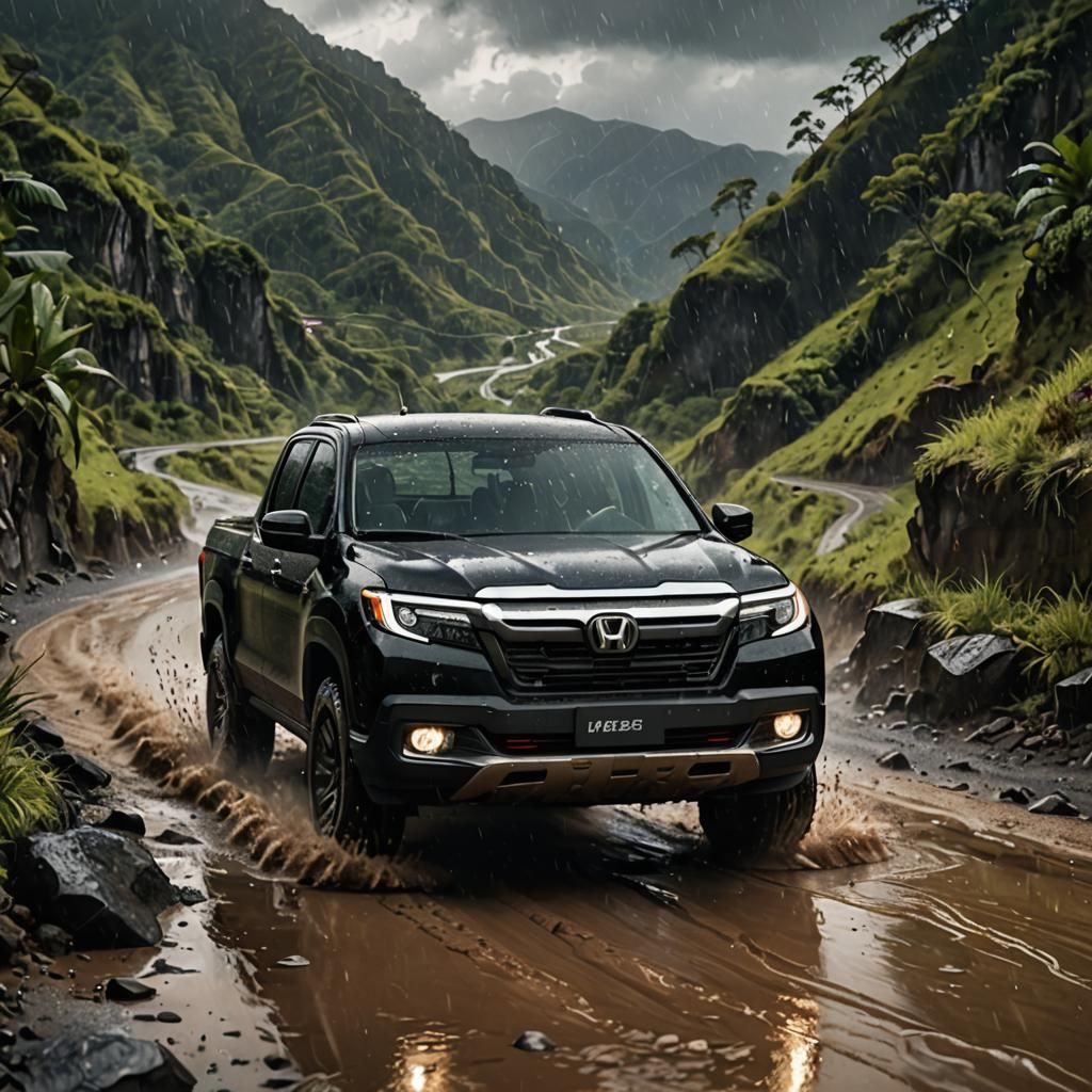 Black Honda Ridgeline on Rugged Filipino Road