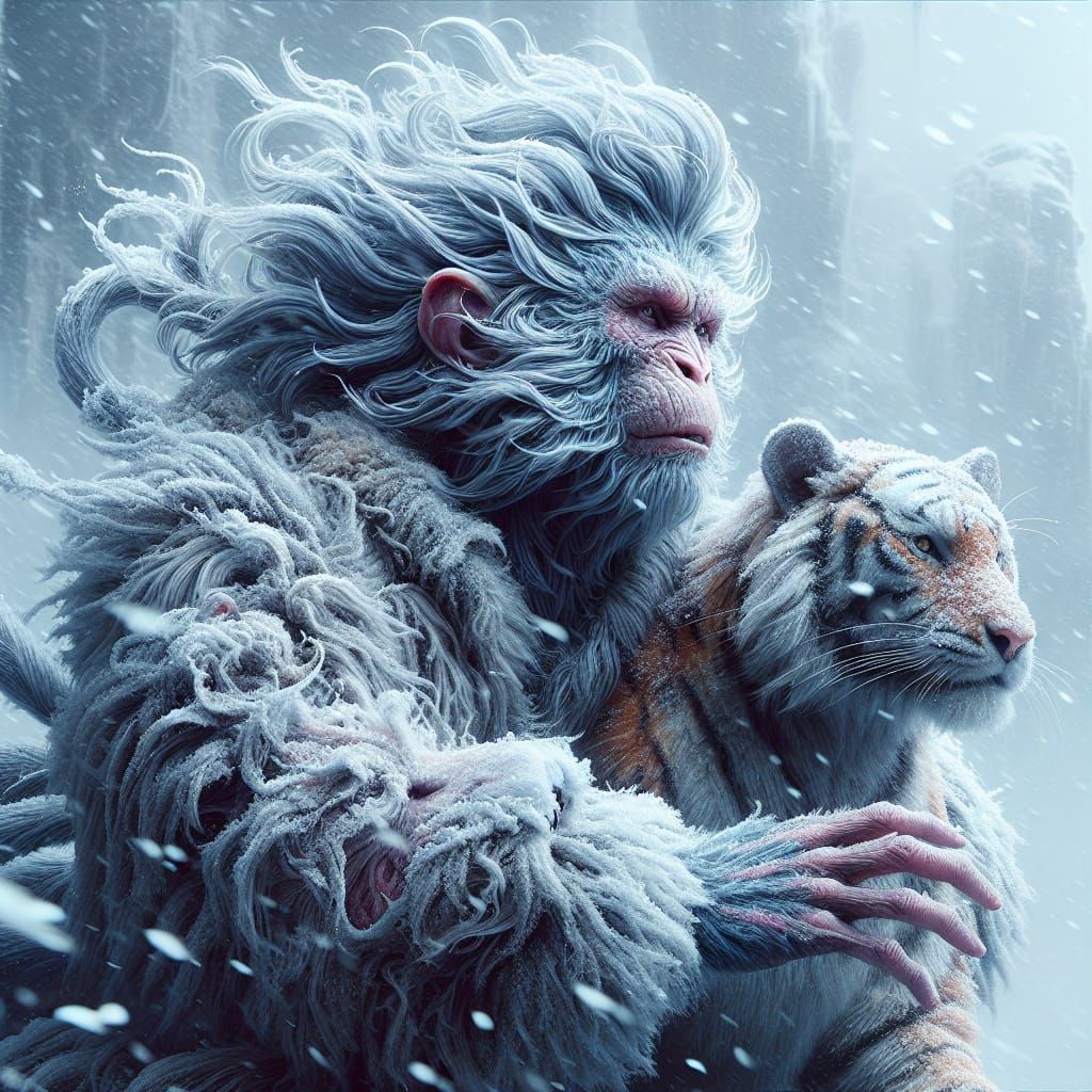 Snowstorm Monkey King with Tiger