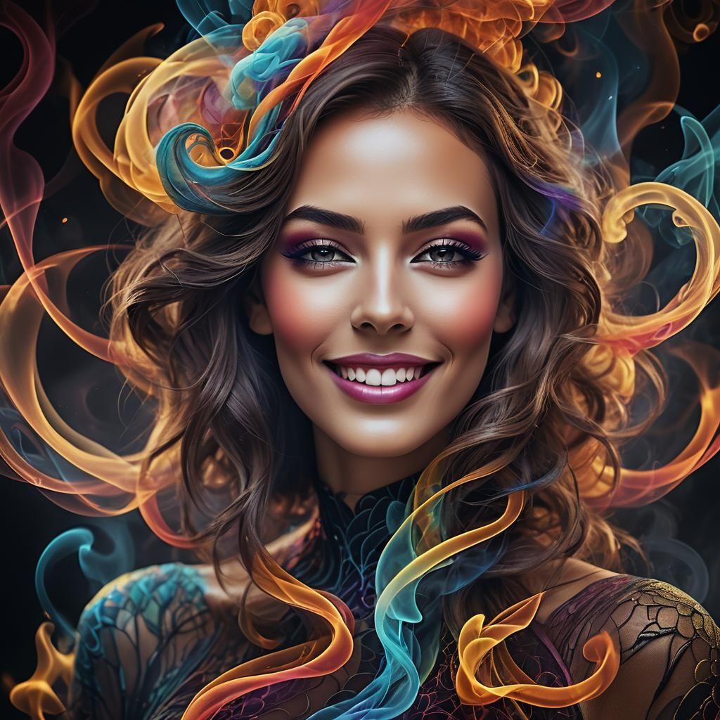 Smoky Woman Portrait in Surreal Digital Art