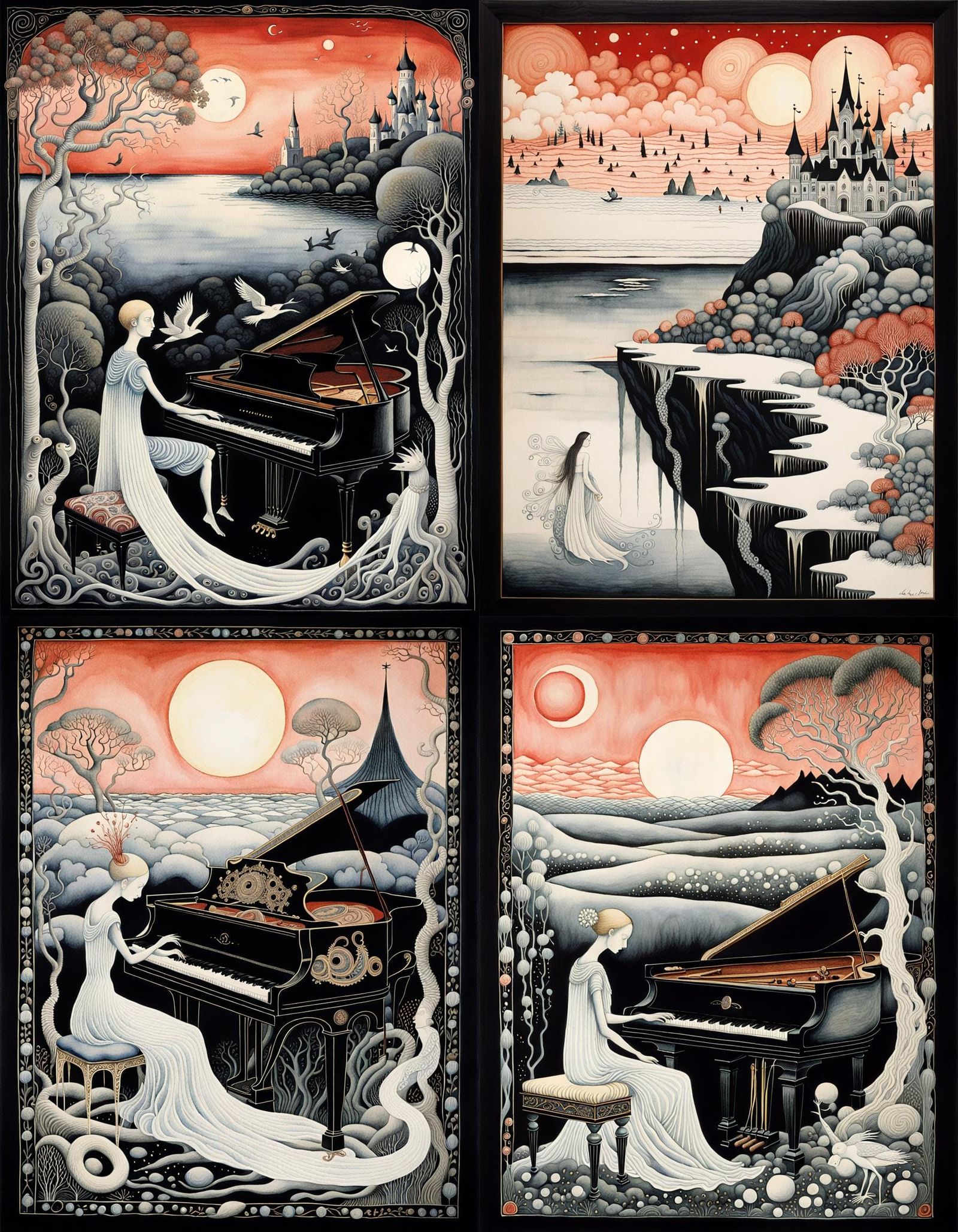 Monochromatic Subconscious Realm in Symbolist Style