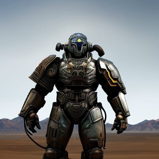 Fallout Power Armor in Cyberpunk Ukiyo-e Style