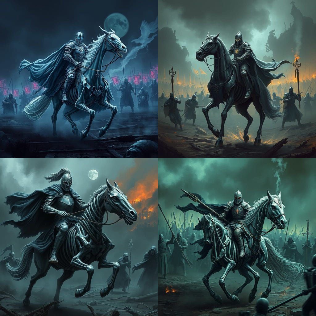 Spectral Knight Rides Through Haunted Battlefield