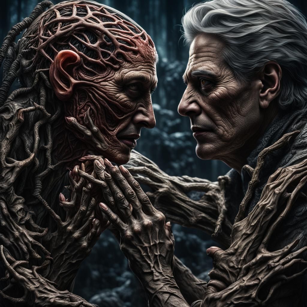 Hyperrealistic Symbiotic Forbidden Love in HDR