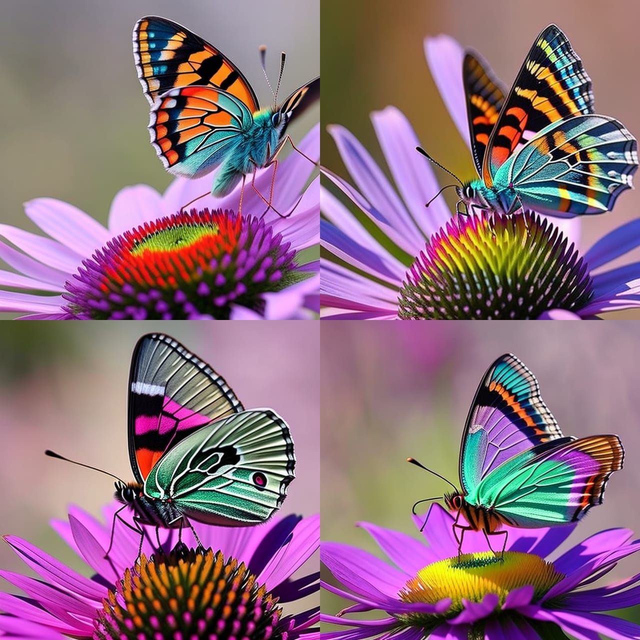 Butterfly on Echinacea: Hyperdetailed Photorealistic Image