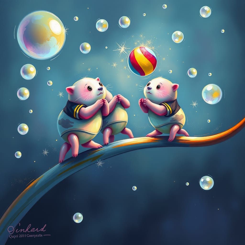 Whimsical Tardigrade Volleyball Scene in Vibrant Watercolor ...