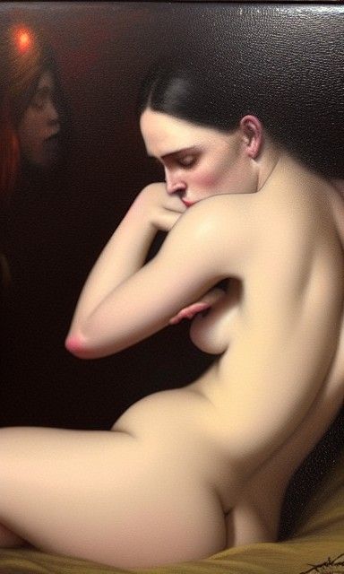 Sensual Nude Portrait in Oil Painting Style