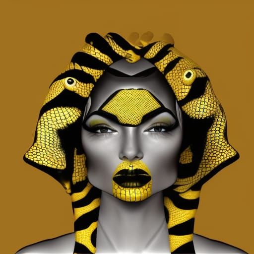 Striking Lizard Woman with Scaly Skin