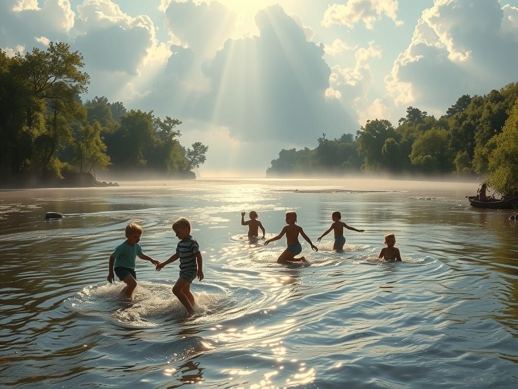 Joyful Summer Scene in Oil Painting Style