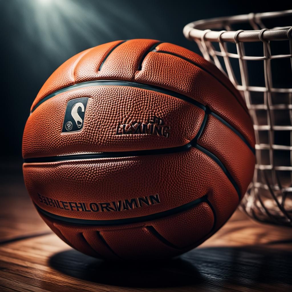 Basketball Resting in Basket: Hyper-Realistic Macro Shot