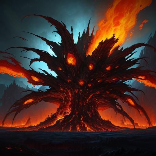 Magmatic Plant Monster in Detailed Fantasy Art