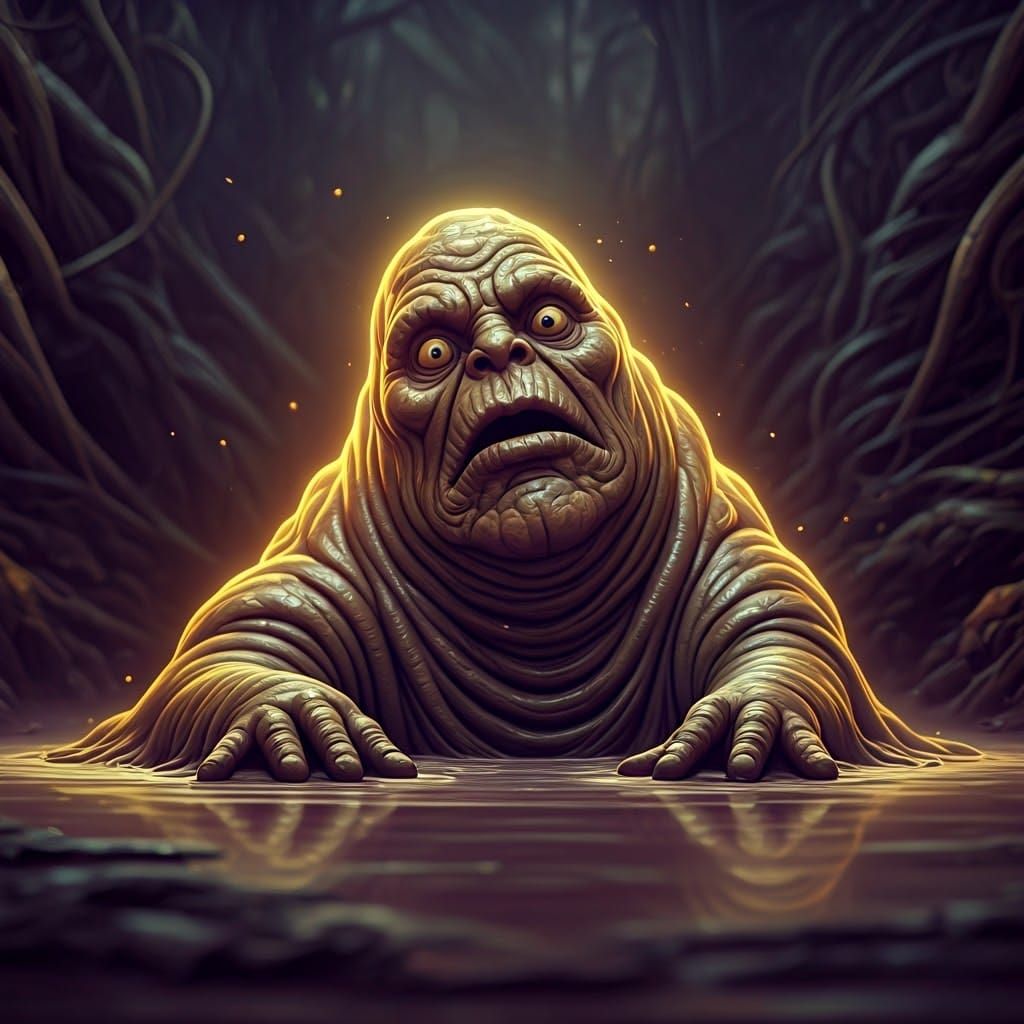 Grotesque Mud Blob Monster Emerge from Puddle