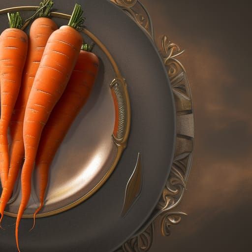 Fantastical Carrots on a Plate, Detailed Matte Painting