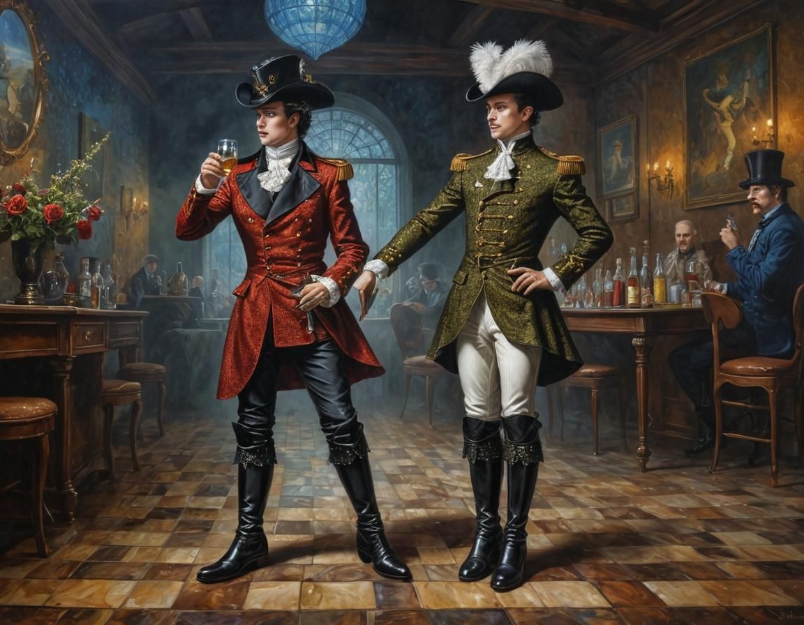 Surreal Chevalier in a Pointillist Dance Club