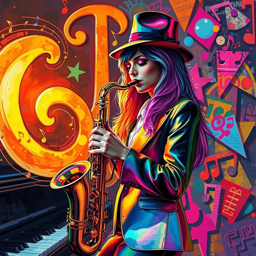 Jazz Saxophonist in the Style of Henri Matisse