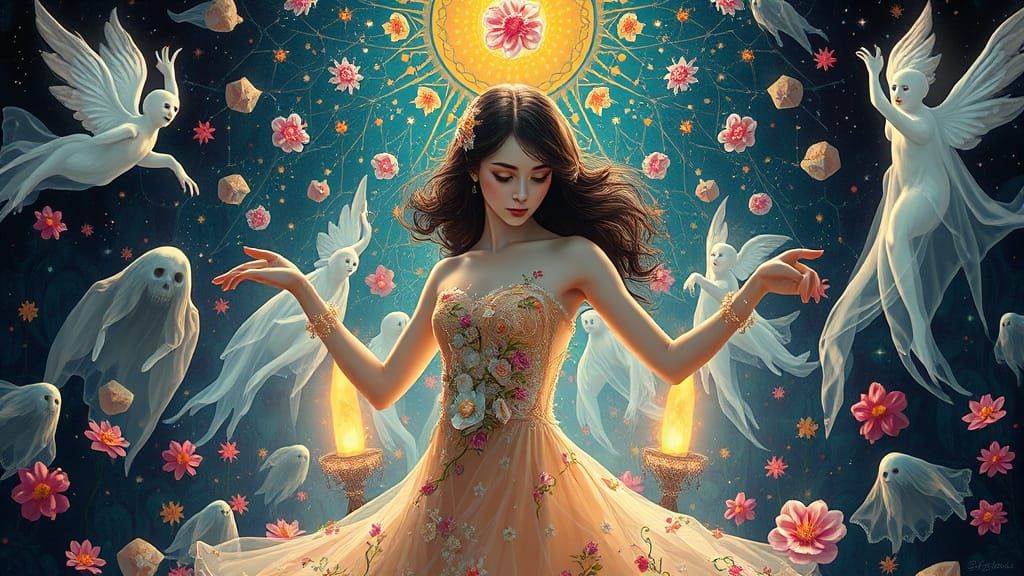 Woman Dancing in a Surreal Utopia, Dreamlike Art