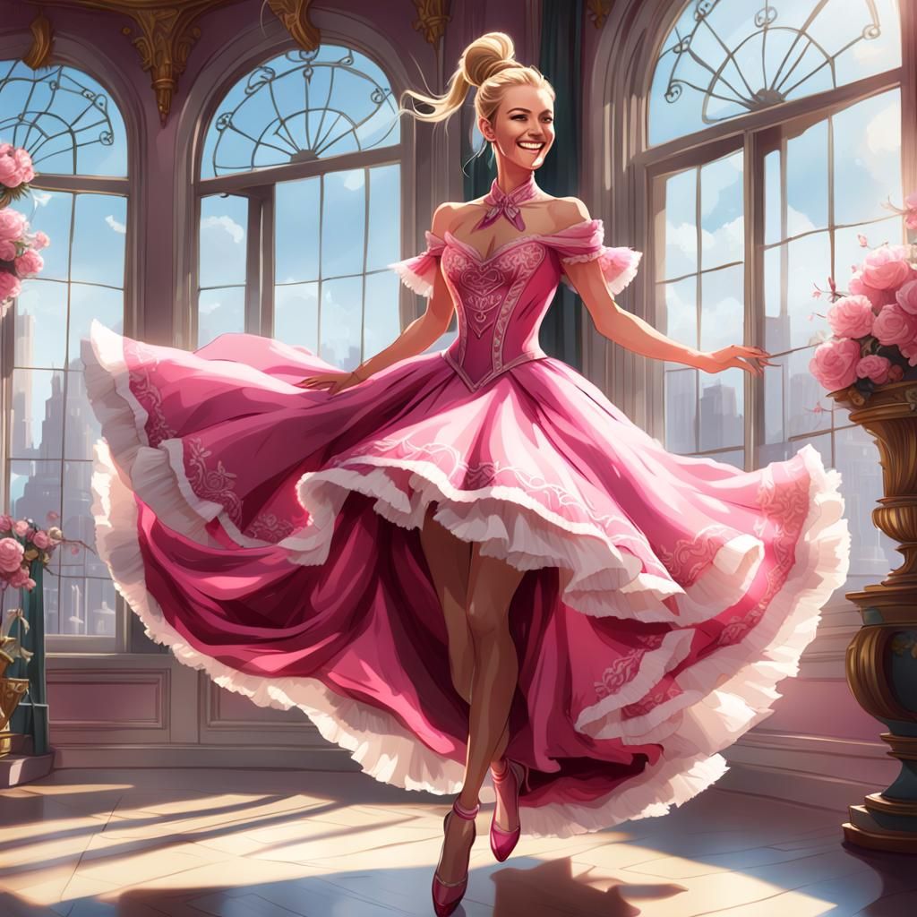 Lady in Pink Ballgown: Dynamic Artstation Portrait